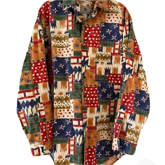 Vtg90s The Territory Ahead M 100% Cotton Abstract PrintPocket ButtonUpMen Shirt - Picture 11 of 11